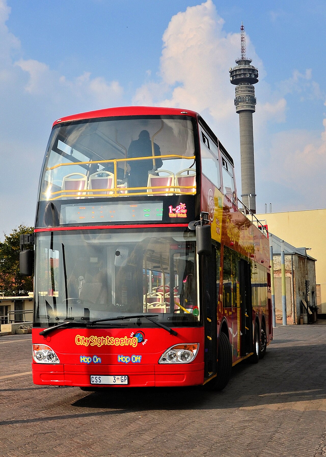 Johannesburg's red open-top sightseeing bus