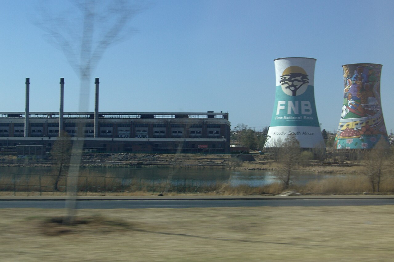 The brightly painted Orlando Towers in Soweto
